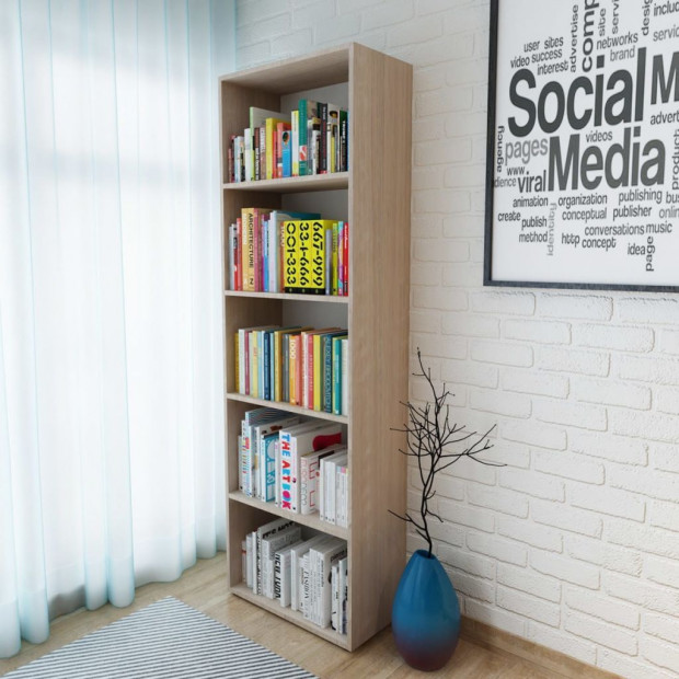 Bookshelf Chipboard 60x31x190 Cm Oak Image 2