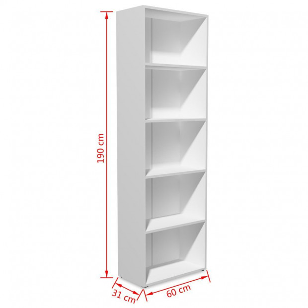 Bookshelf Chipboard 60x31x190 Cm White Image 5