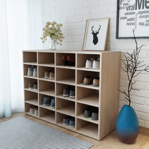 Shoe Rack Chipboard 92x30x67.5 Cm Oak Image 2