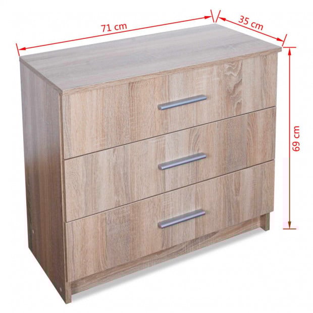 Chest Of Drawers Chipboard 71x35x69 Cm Oak Image 6