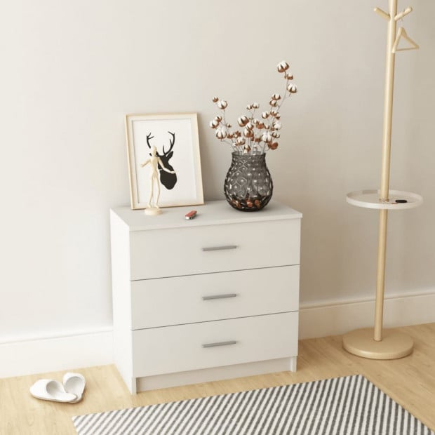 Chest Of Drawers Chipboard 71x35x69 Cm White Image 2