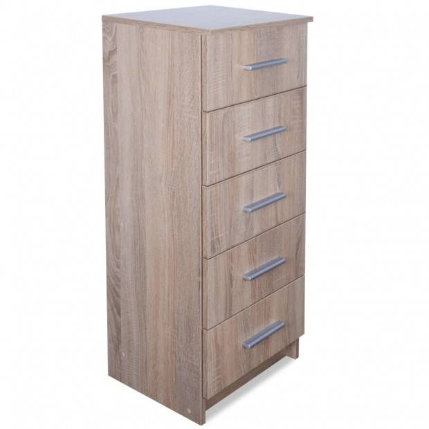 Tall Chest Of Drawers Chipboard 41x35x106 Cm Oak