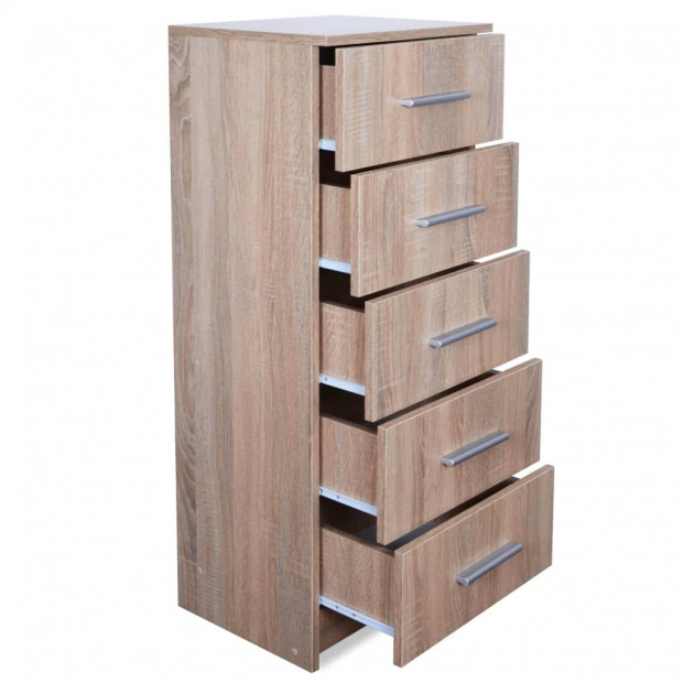 Tall Chest Of Drawers Chipboard 41x35x106 Cm Oak Image 5