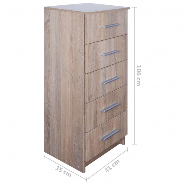 Tall Chest Of Drawers Chipboard 41x35x106 Cm Oak Image 6