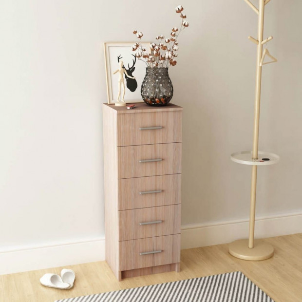 Tall Chest Of Drawers Chipboard 41x35x106 Cm Oak Image 2