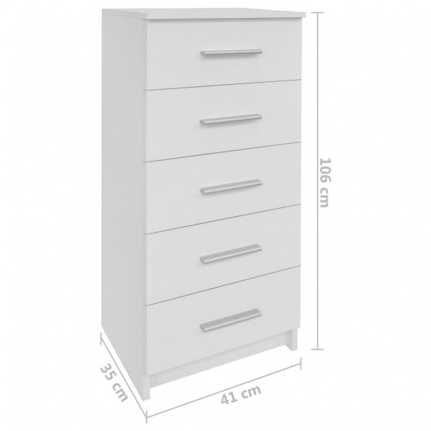 Tall Chest Of Drawers Chipboard 41x35x106 Cm White Image 6