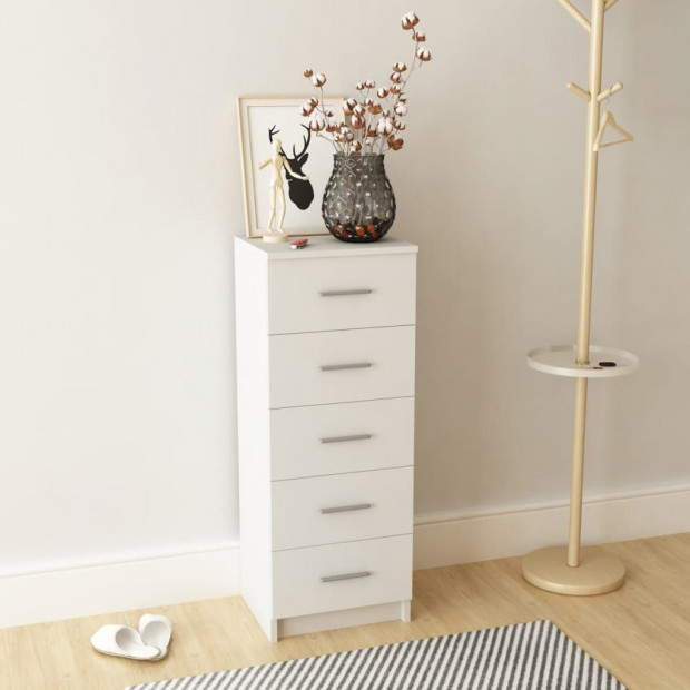 Tall Chest Of Drawers Chipboard 41x35x106 Cm White Image 2