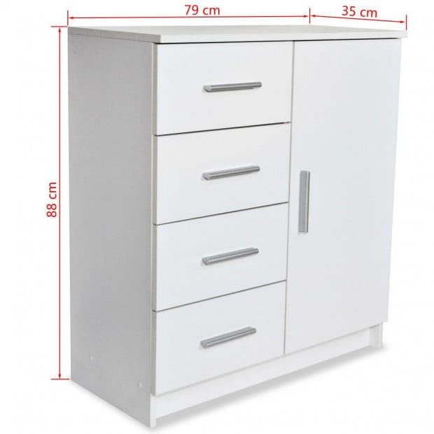Sideboard Chipboard 79x35x88 Cm White Image 6