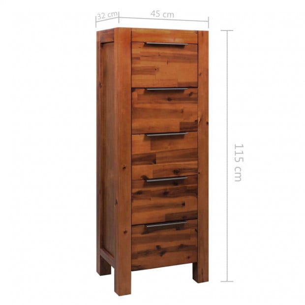 Chest Of Drawers Solid Acacia Wood 45x32x115 Cm Image 9