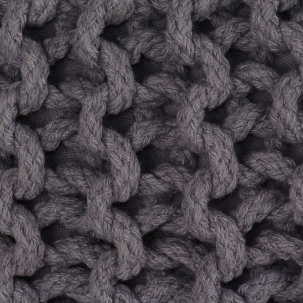 Hand-knitted Pouffe Cotton 50x35 Cm Grey Image 2