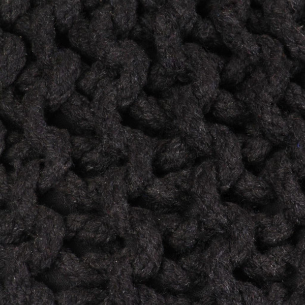 Hand-knitted Pouffe Cotton 50x35cm Black Image 2