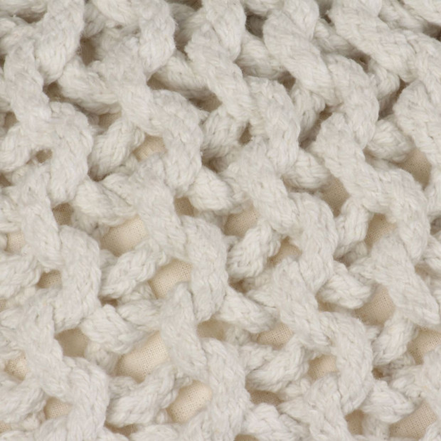 Hand-knitted Pouffe Cotton 50x35 Cm White Image 2
