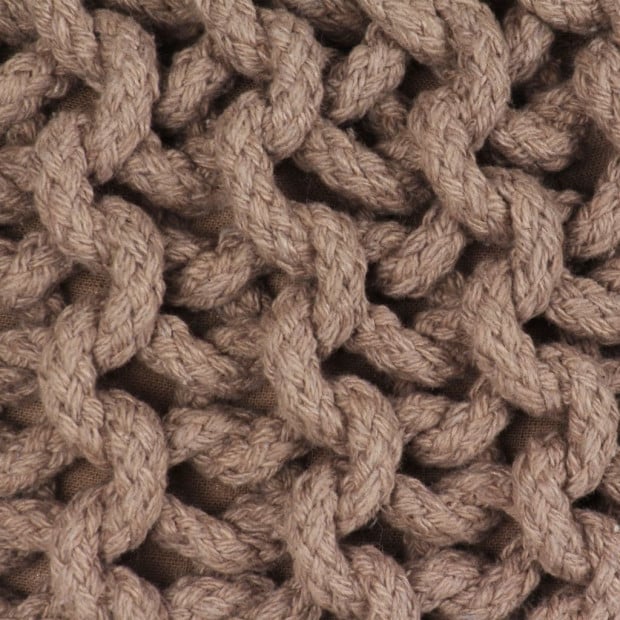Hand-knitted Pouffe Cotton 50x35cm Brown Image 2