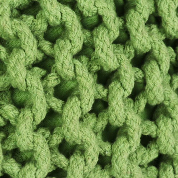 Hand-knitted Pouffe Cotton 50x35 Cm Green Image 2