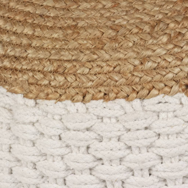 Woven/knitted Pouffe Jute Cotton 50x35 Cm White Image 2