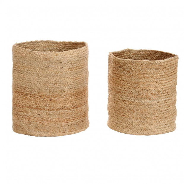 Storage Basket Set 2 Pieces Handmade Jute Natural