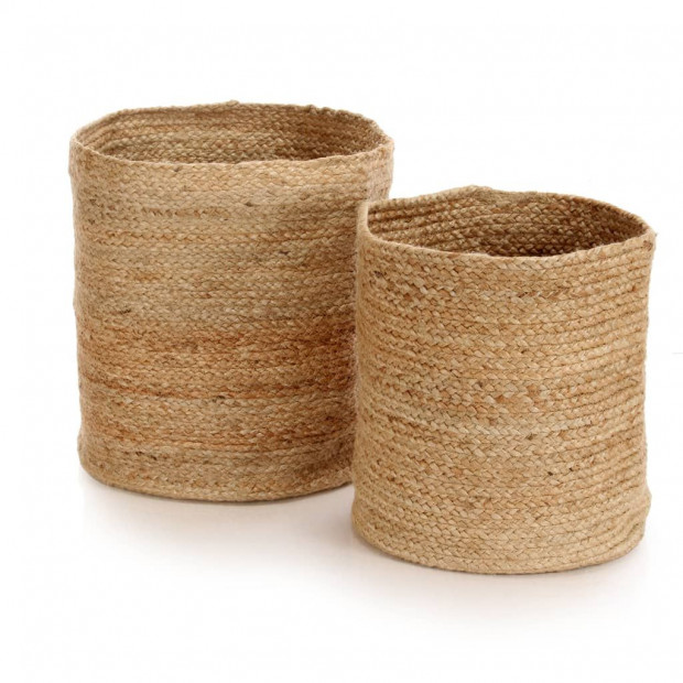 Storage Basket Set 2 Pieces Handmade Jute Natural Image 3