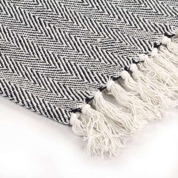 Throw Cotton Herringbone 125x150cm Navy Blue Image 6