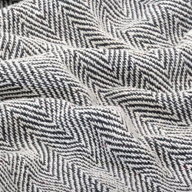 Throw Cotton Herringbone 160x210cm Navy Blue Image 2
