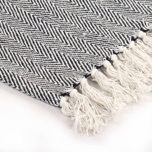 Throw Cotton Herringbone 220x250cm Navy Blue Image 6