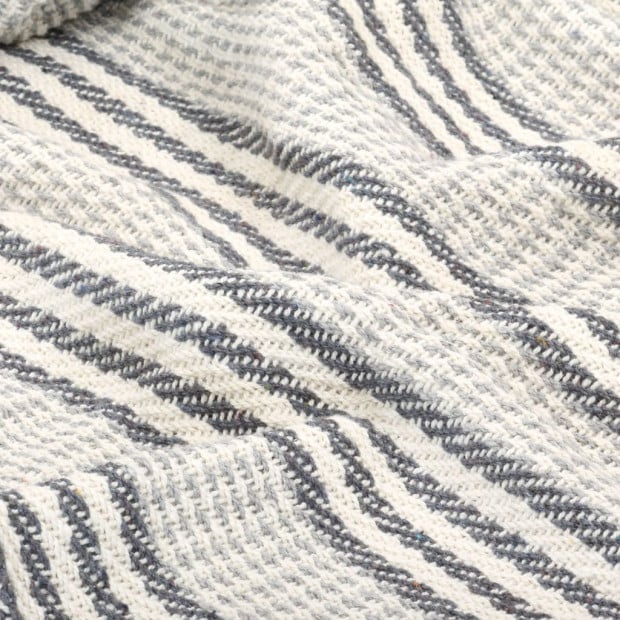 Throw Cotton Stripes 220x250cm Grey And White Image 2