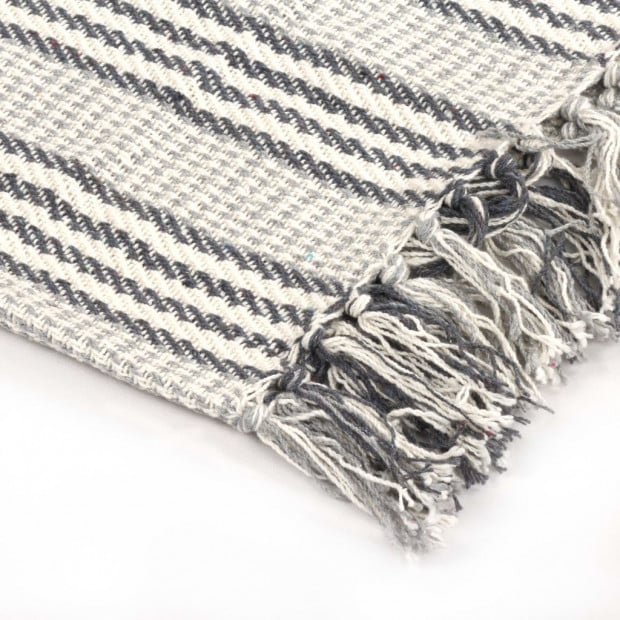 Throw Cotton Stripes 220x250cm Grey And White Image 6