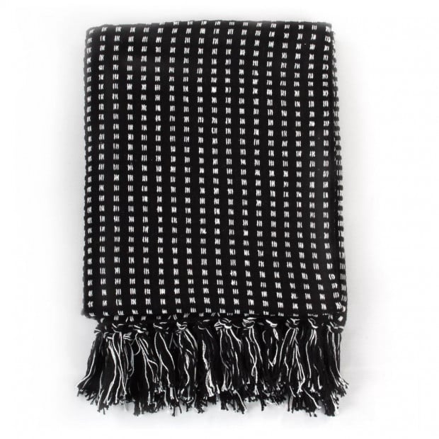 Throw Cotton Squares 125x150cm Black Image 4