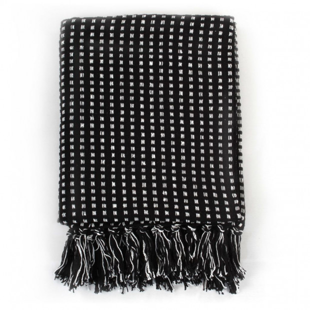 Throw Cotton Squares 220x250cm Black Image 4