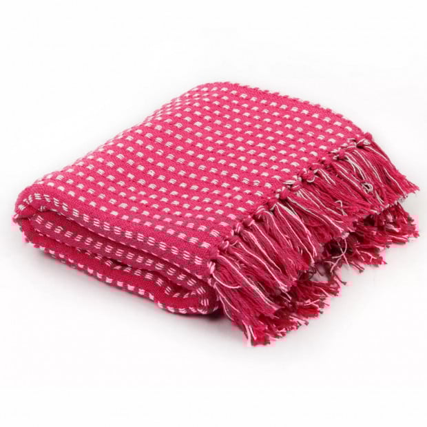 Throw Cotton Squares 220x250cm Pink