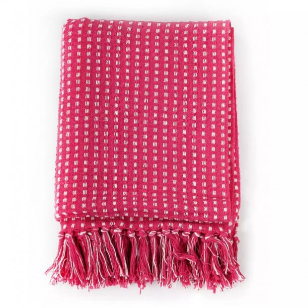 Throw Cotton Squares 220x250cm Pink Image 4