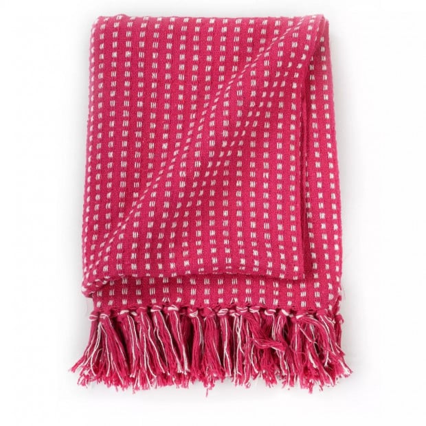 Throw Cotton Squares 220x250cm Pink Image 5