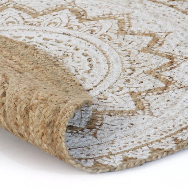 Area Rug Braided Jute Printed 120 Cm Round Image 2