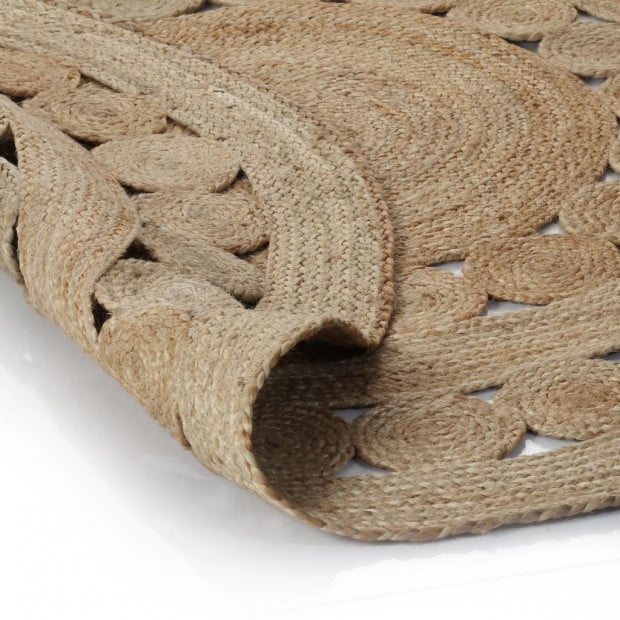Area Rug Braided Design Jute 150 Cm Round Image 3