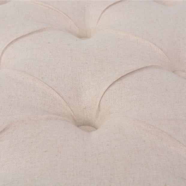 Bench Linen Solid Wood 110x38x48 Cm Cream White Image 2