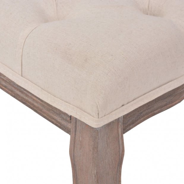 Bench Linen Solid Wood 110x38x48 Cm Cream White Image 5