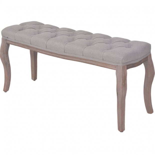Bench Linen Solid Wood 110x38x48 Cm Light Grey