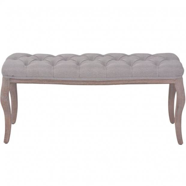 Bench Linen Solid Wood 110x38x48 Cm Light Grey Image 3