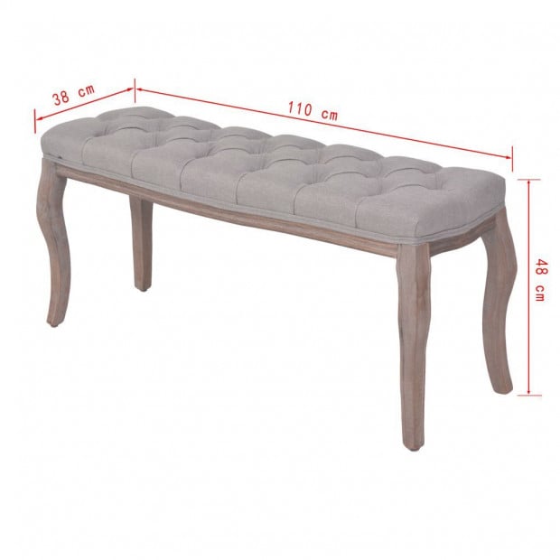 Bench Linen Solid Wood 110x38x48 Cm Light Grey Image 6