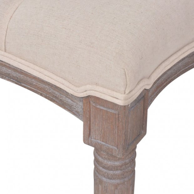 Bench Linen Solid Wood 150x40x48 Cm Cream White Image 5
