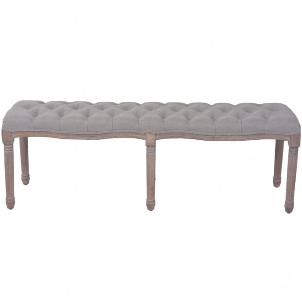 Bench Linen Solid Wood 150x40x48 Cm Light Grey Image 3