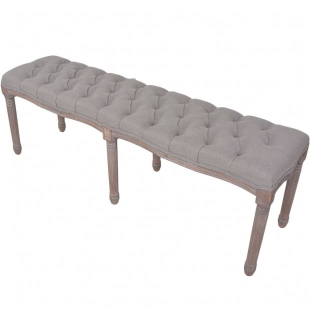 Bench Linen Solid Wood 150x40x48 Cm Light Grey Image 4