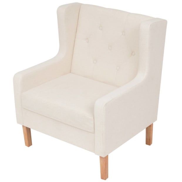 Armchair Cream White Fabric Image 3
