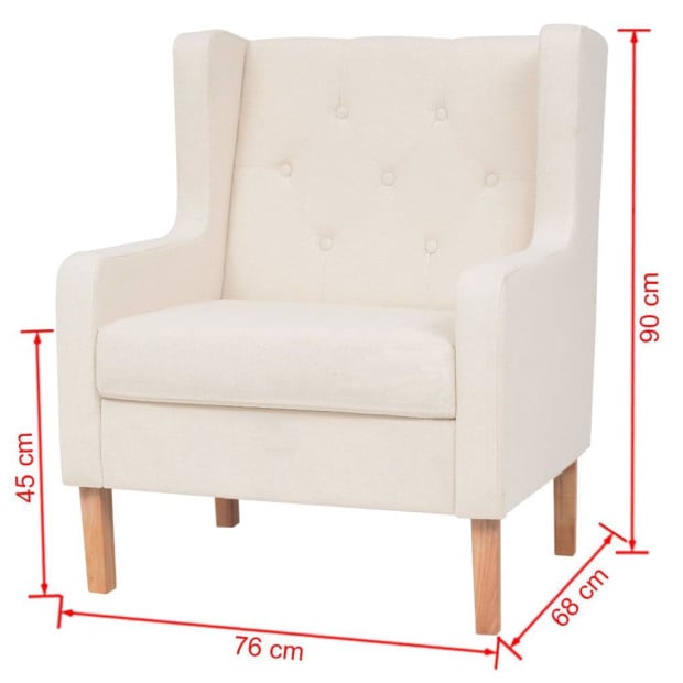 Armchair Cream White Fabric Image 7