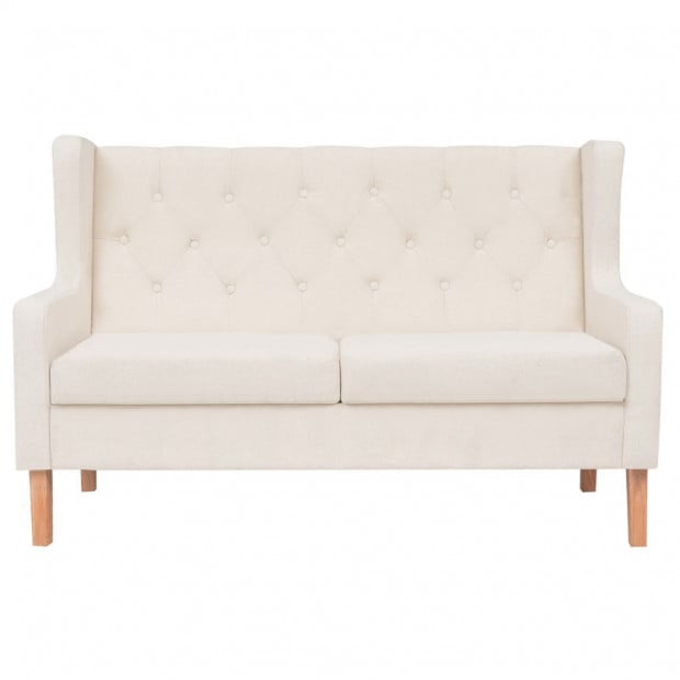 2-seater Sofa Fabric Upholstery Cream White Image 3