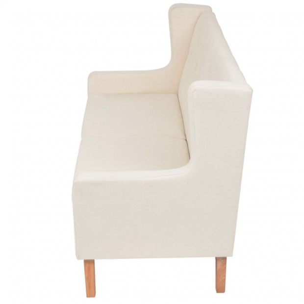 2-seater Sofa Fabric Upholstery Cream White Image 4