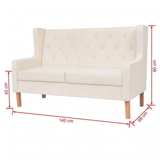 2-seater Sofa Fabric Upholstery Cream White Image 7