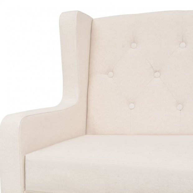 3-seater Sofa Fabric Upholstery Cream White Image 2