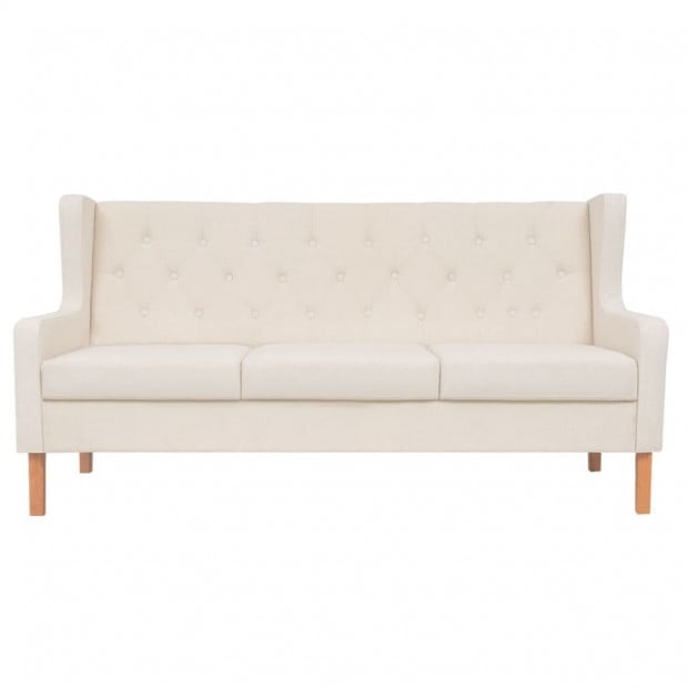 3-seater Sofa Fabric Upholstery Cream White Image 3