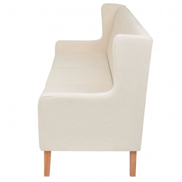 3-seater Sofa Fabric Upholstery Cream White Image 4