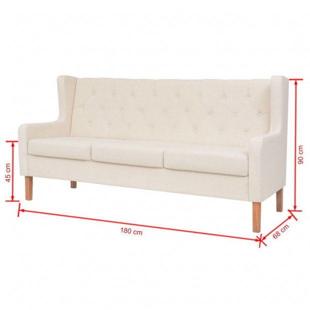 3-seater Sofa Fabric Upholstery Cream White Image 7